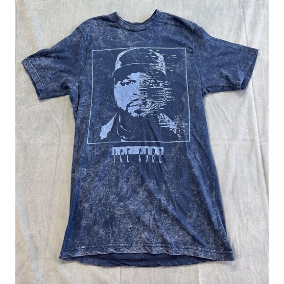 Ice Cube Picture Blue Print Tshirt Short Sleeve Graphic Tee Men's Small Digital - Picture 1 of 6